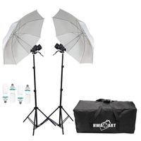 Kit Eclairage Photo Studio: 4x150W 5500K Ampoule Vidéo, Support de Lumière, Douille d'Ampoule E27, Parapluie 84cm, Sac Trépieds