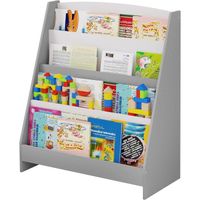 Bibliothèque Enfant - EUGAD - Étagère à Livres avec 4 Compartiments Ouverts - Blanc+Gris