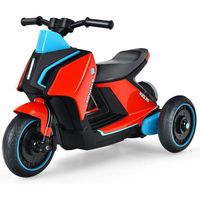 GOPLUS Moto Électrique 6V avec Démarrage à Un Bouton,Scooter Électrique avec 3 Roues Phares avec USB/ MP3,pour Enfant 3 Ans+ Rouge