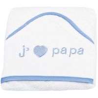 Cape de bain bébé brodée King Bear - J'aime Papa - Blanc/Bleu - 100% coton