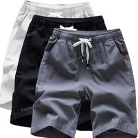Lot de 3 Short Lin en coton avec Cordon de Serrage Beach Bermuda Shorts Court couleurs couleurs multiples