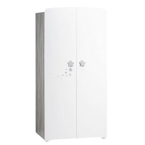 BABY PRICE New Basic Armoire Chambre B/éb/é 2 Portes avec Bouton Boule Blanc