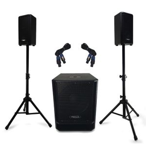 Skytronic SHFS10B Subwoofer Actif 10 Noir /• Puissance 200W /• 20 /à 200 Hz /• Bass-reflex /• Fr/équence crossover r/églable pour une qualit/é sonore optimale /• Parfait pour un ensemble Home Cin/éma ou Hi