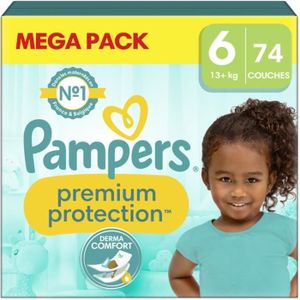 COUCHE 74 Couches Premium Protection Taille 6, 13kg +, Pampers