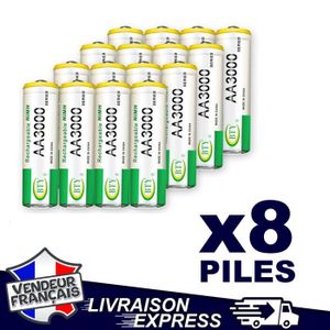 PILES LOT 8 PILES ACCUS AA LR06 RECHARGEABLE 1.2V 3000mA