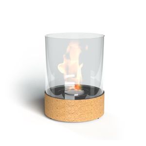 CHEMINÉE Cheminée au bioéthanol - Planika Dancing Flames - portable pour intérieur et extérieur, avec cylindre en verre - le liège 36 x 25 cm