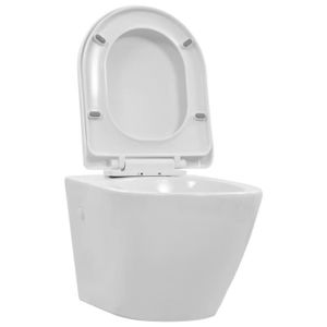WC - TOILETTES Toilette suspendue au mur sans rebord - ZJCHAO - Blanc - Céramique - 36 x 48 x 41,5 cm