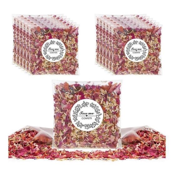 20 Paquets Confetti de Mariage Naturel, Confettis Biodegradables Mariage, Confettis de Pétales
