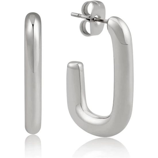 Boucles d'oreilles Rectangulaires Élégantes en Or et Argent main image 1