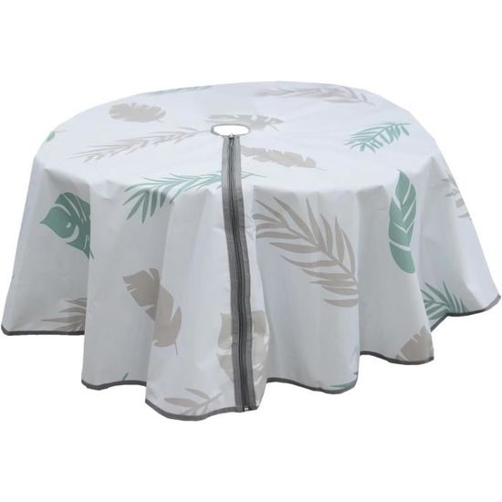 Nappe Ronde Extérieure Avec Trou Pour Parasol - Motif Pierre 3D, Imperméable, Bord élastique, 114-137 Cm - 9