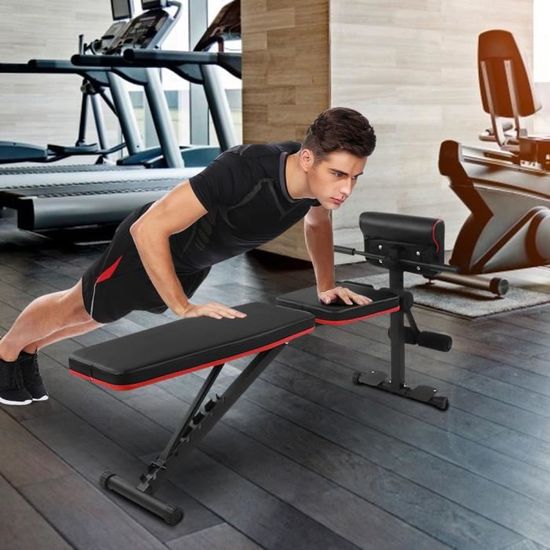 7 Banc de Musculation réglable inclinable Multifonction Sit-up Fitness Musculation Bras Gym Domicile Bureau -YUH
