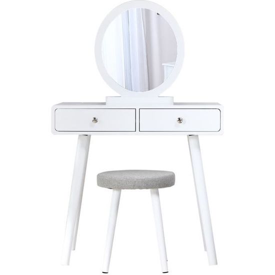 Coiffeuse Vicco Ruben Blanche – Avec Miroir, 4 Tiroirs Et Banc (neuve)