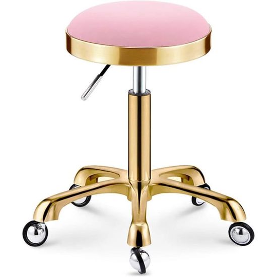 Tabouret De Selle Ergonomique à Roulettes – Hauteur Réglable 51-65 Cm, Rotation 360°, Cuir PU Noir – Idéal Coiffure, Cuisine, Bureau, Massage