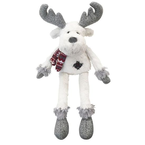 Déco de noël peluche décorative renne avec bonnet de noël h 40 cm