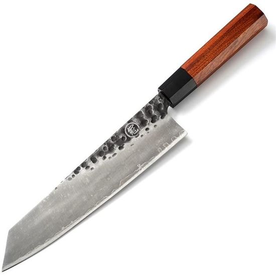 Couteaux de cuisine japonaise Couteau de Chef &agrave; la main 3 couches AUS-10 Steel Japonais 9 pouces Kirsuke Tranchement Pois416