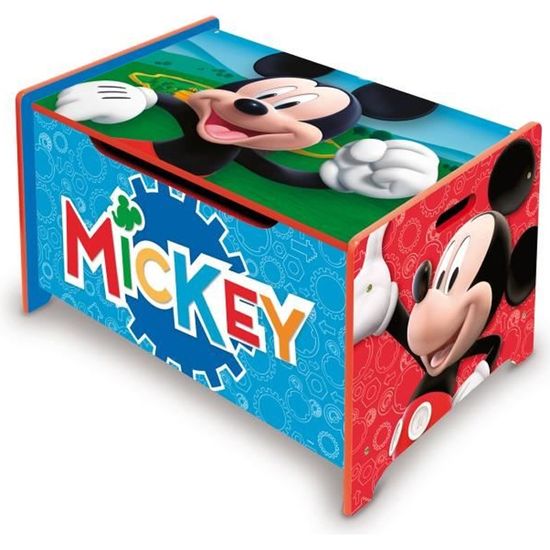 Coffre à jouets en bois - DISNEY - Mickey - Dimensions 40x62,5x37cm - Licence Disney