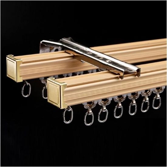 Rail Rideau Plafond Aluminium 400cm - Robustes, Muet, Support 80kg, Blanc/Noir/Métal