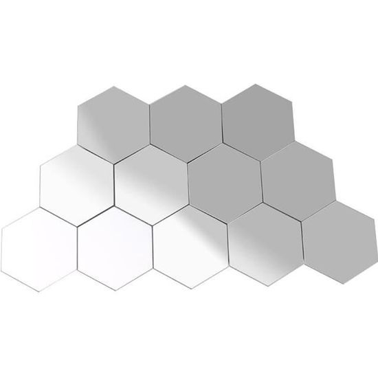 12pcs Miroir Autocollant Miroir Adhésif Décoratif Hexagone Sticker Mural 3D Acrylique Amovible Pour Maison Salle de Bain Mariage