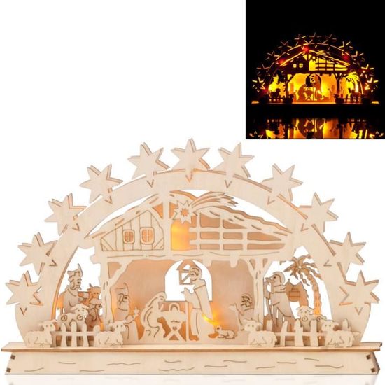 Crèche arche de Noël décorative lumineuse par LED - 20cm - Cdiscount Maison