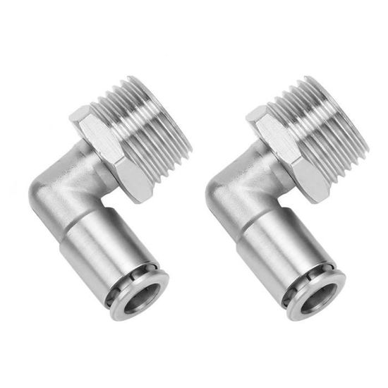 Raccords Rapides Tout Cuivre Nickelé 6mm - 2 Pièces Avec Coude à 90° Filetage Mâle BSP 1/2'' - Pour Air Comprimé, Pneumatique, étanchéité Optimale - 7