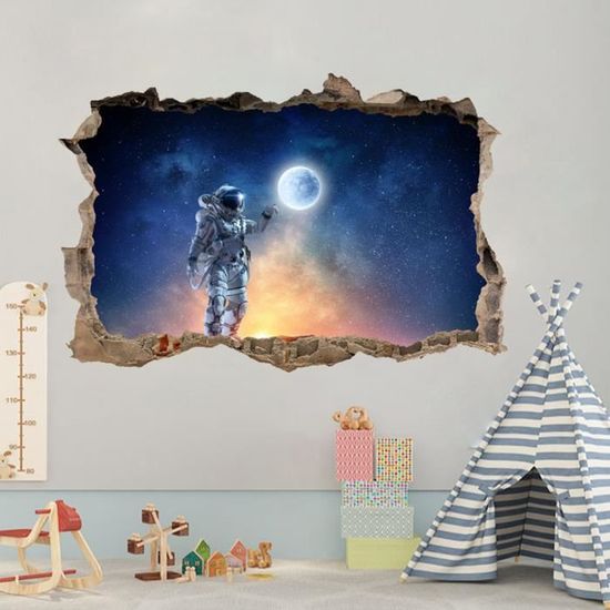 Stickers Muraux Enfants Thème Astronaute – 30x90 Cm, Facile à Coller/décoller, Déco Chambre Créative
