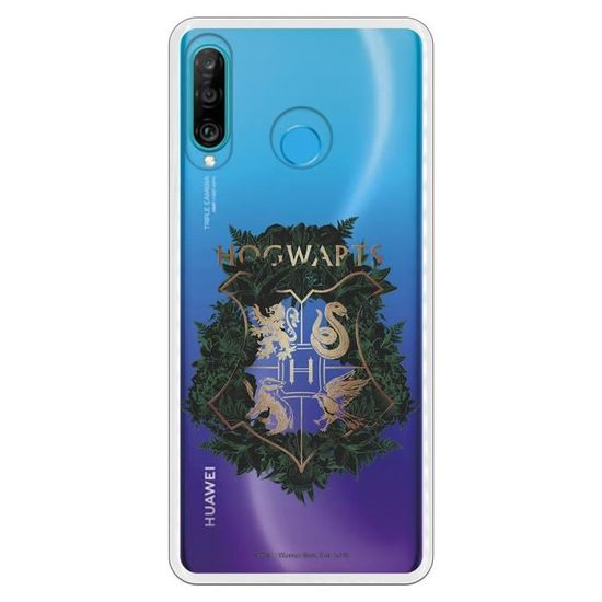 Coque Huawei P Smart Harry Potter Officielle - Design Poudlard Floral, Silicone Souple Transparente - Protection Légère, Licence Officielle