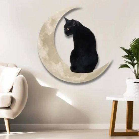 Décoration murale chat et lune en métal,Lune Chat Noir Tentures Murales  Décor Silhouette,silhouette d'art chat en fer forgé - Cdiscount Maison