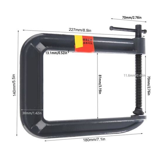 Pince En C Olympia Tools 38-148 - 8 X 4 Pouces, Acier, Noire, Neuve