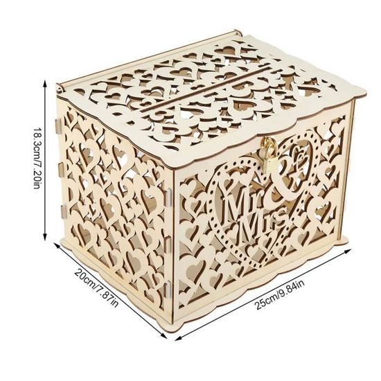 Boîte à cartes de mariage en bois pour réception de mariage souhaitant bien cadeaux boîte aux
