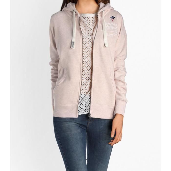 CAMPS Sweat à Capuche Zippé - Femme - Rose chiné