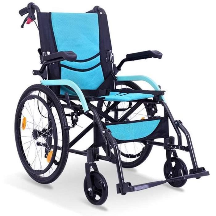 AOLI Fauteuil roulant, fauteuil pliant, portable amovible Repose-pieds ergonomique ass et du dossier, Largeur du siège 46cm Noi386