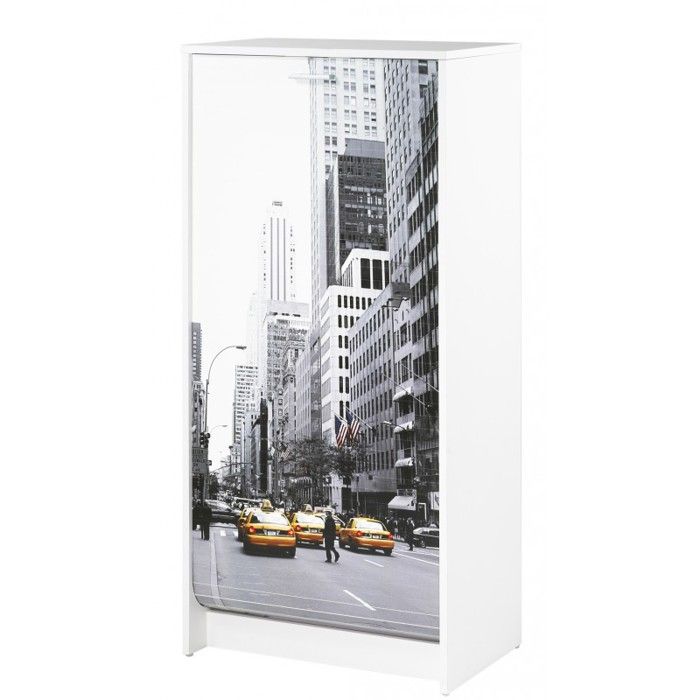 Meuble à Chaussures Blanc Imprimé - Coloris - Scene New York 504