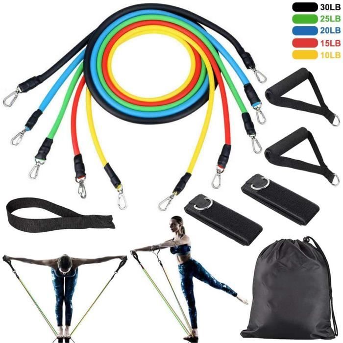 Bande de Résistance Set, Bandes de Résistance Elastiques Musculation Tubes de Fitness,Pilates Yoga Gym Entraînement 11PCS