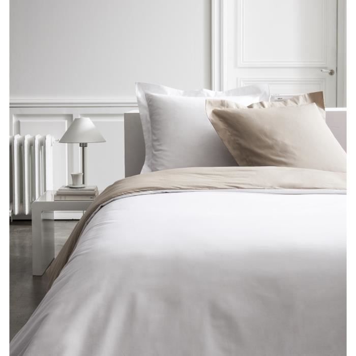TODAY PREMIUM Housse de couette percale bicolore - 1 housse de couette 220x240 cm mastic et chantilly TODAY