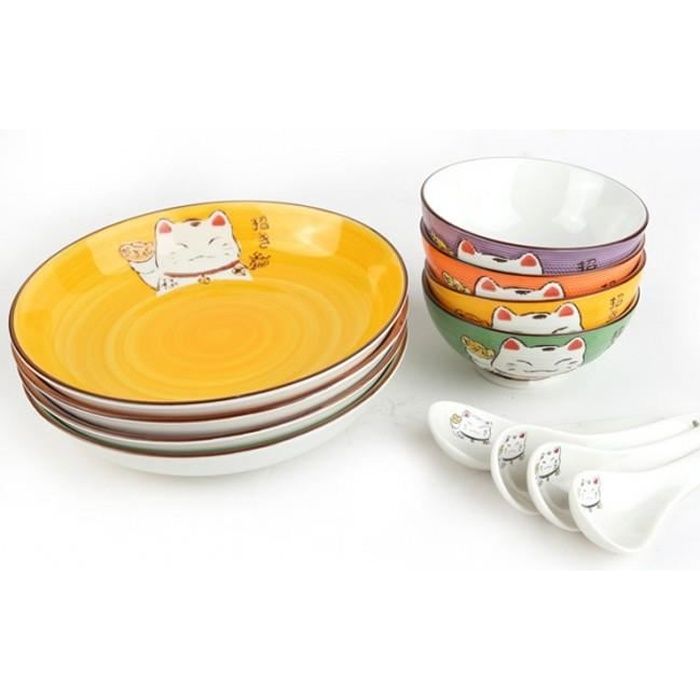 Coffret Repas - Maneki Neko - Design Japonais - 4 Personnes