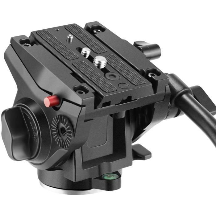 Tête de Trépied Rotule Vidéo Fluide avec Plaque Coulissante Dotée de Vis 1-4 et 3-8 pour Appareil Photo DSLR Vidéo Caméscope Tourn