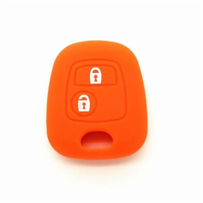 Coque clé,Étui de protection pour clé de voiture, en Silicone, pour Peugeot 107 206 207 307, citroën C1 C2 C3 C4 - Type Orange -B