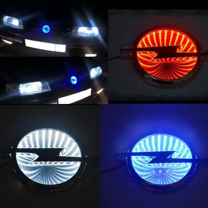 Bleu -Badge de voiture étanche 3D, Logo, lumières, pour Opel, blanc, rouge, bleu, DC 12V, 133mm X 101mm