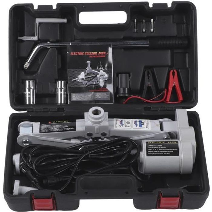 Hililand Cric de plancher électrique Kit de cric de voiture électrique avec clé à pneu 3 tonnes 12V 42cm de levage pour