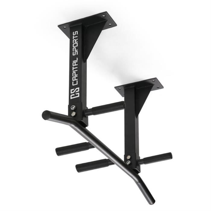 CAPITAL SPORTS Barre de traction multifonction pour exercices de fitness & musculation - Montage plafond - Charge 350kg - Acier noir