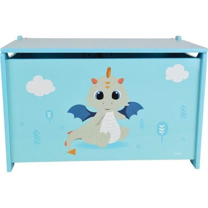 FUN HOUSE Léon le Dragon 713305 COFFRE A JOUETS EN BOIS Dimensions : ± H. 40 x L. 58 x P. 36 cm pour enfant