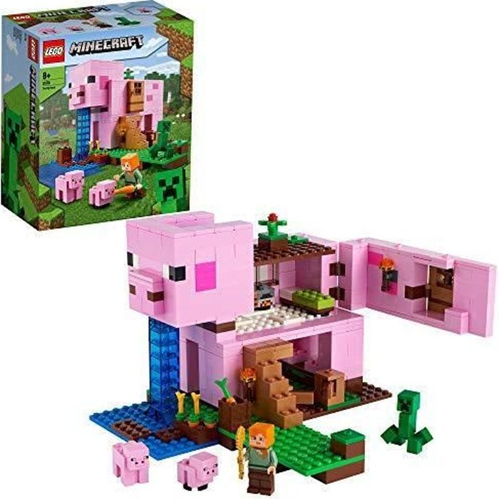 LEGO Minecraft 21170 Le jeu de construction de La Maison Cochon incluant les figurines d'Alex et de Creeper LEGO