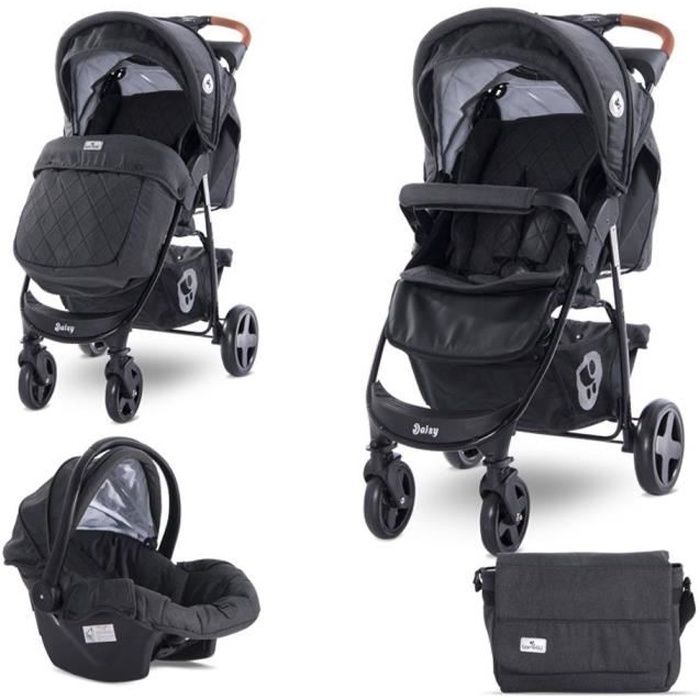 Poussette combinée duo 2 en 1 avec siège auto DAISY SET Lorelli noir