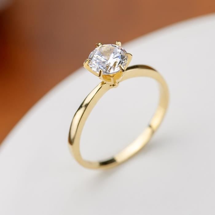 Femmes Classique Or 18 Carats Debout Diamant Anneaux De Mariage Bague