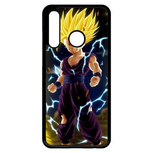 Coque smartphone - dbz dragon ball z san gohan super sayen 2 - compatible avec huawei p smart+ 2019 - plastique - bord noir