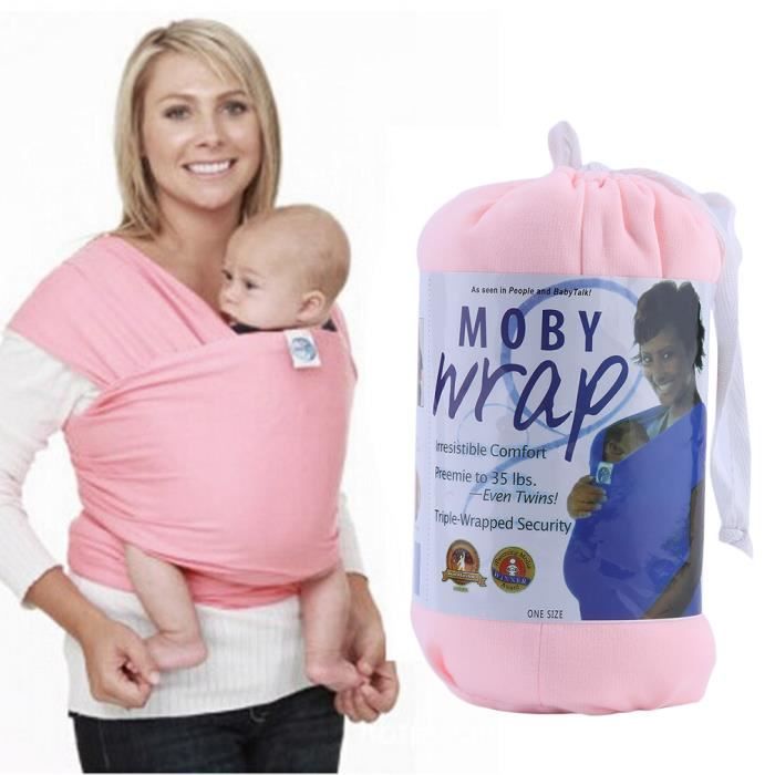 Hoppediz charpe de portage en tissu élastique pour nouveau-né rose