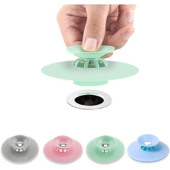 Panlom 4 Pcs Silicone Vidange Bouchon de lavabo,Le Bouchon De Baignoire,Protecteurs en Silicone des Cheveux Le Plancher pour Cuisine