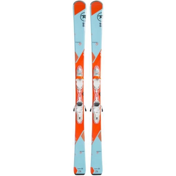 PACK SKI + FIX FEMME ROSSIGNOL TEMPTATION 80 160 Ciel