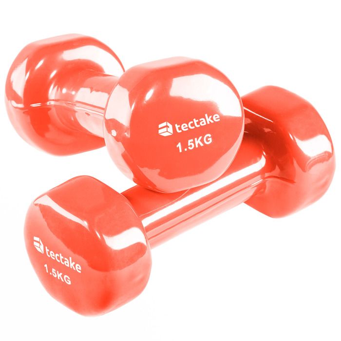 TECTAKE 2 Haltères de Musculation 1,5 kg en Vinyle Orange