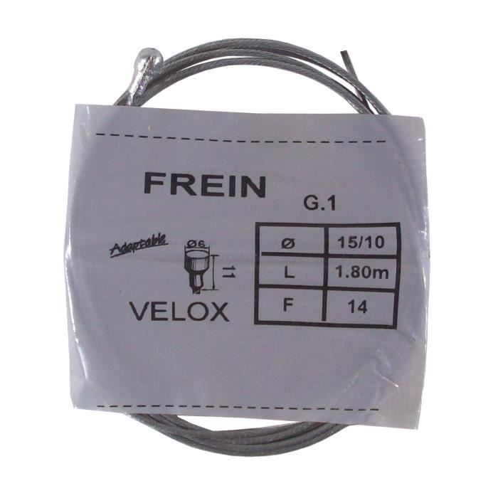 Câble de frein arrière VELOX vélo vintage ADAPTABLE acier 1.8 m 1.5 mm embout